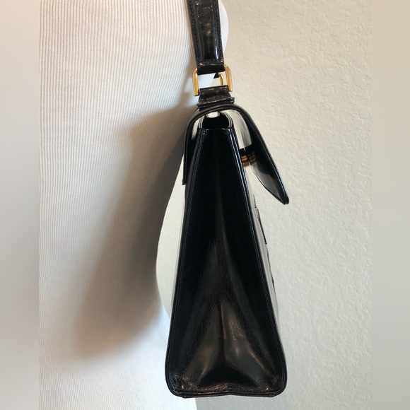 SOLD Givenchy Very Rare Vintage Black Patent Top Handle 4G Handbag - Picture 12 of 17